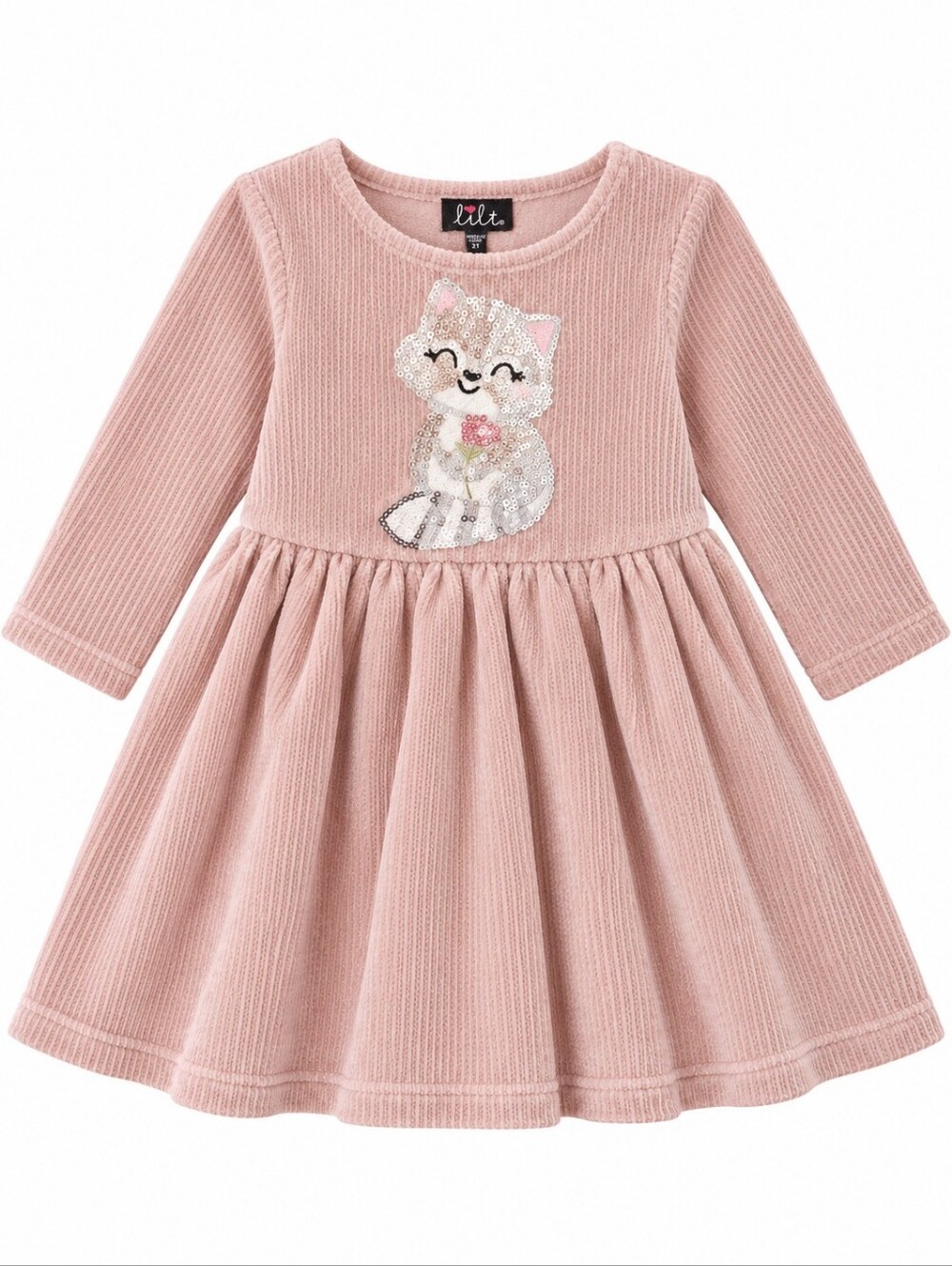 Lilt girls size 2T dress in a soft blush/dusty pink Chenille Sequin Cat